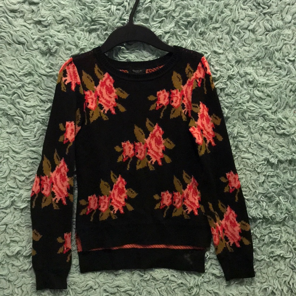 girls floral knit sweater